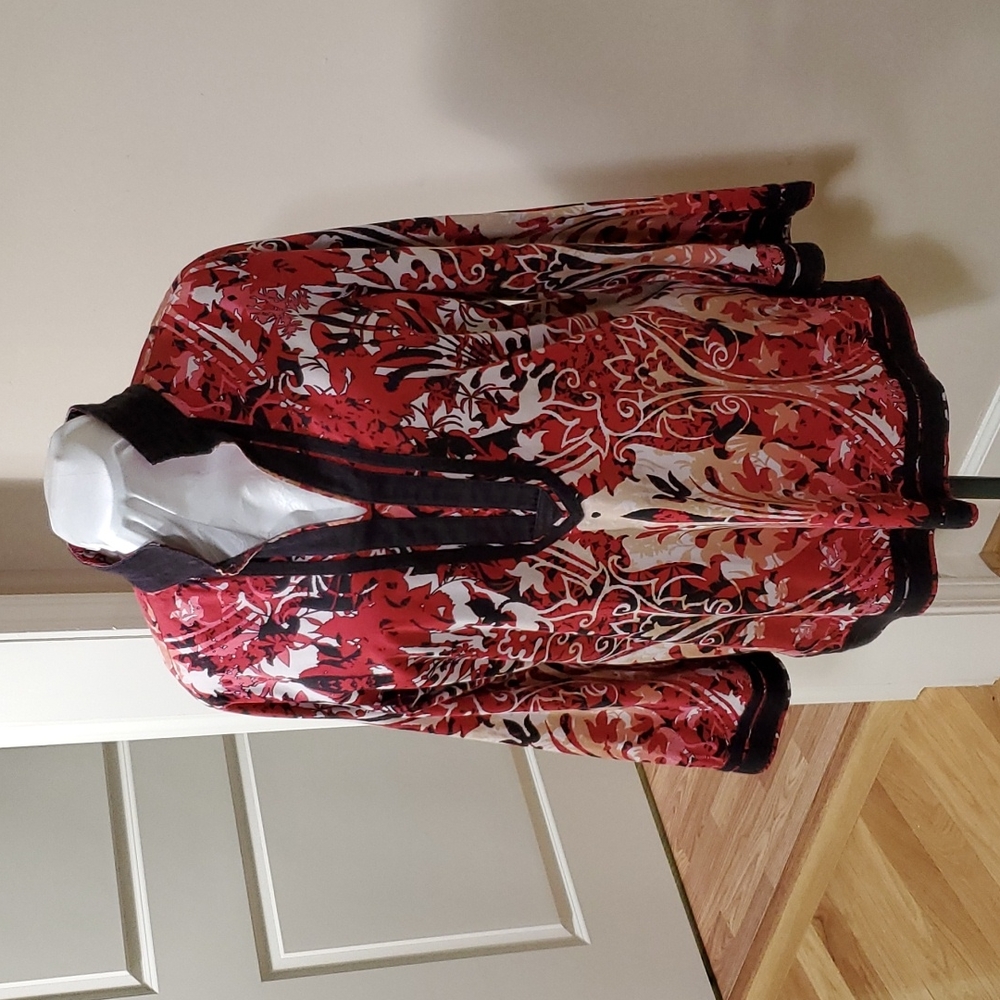 CURATED BY RUA'H KIBRIYA: Red/black/white cotton/spandex tunicx